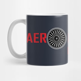 aeronautical engineer with plane and turbine image Mug